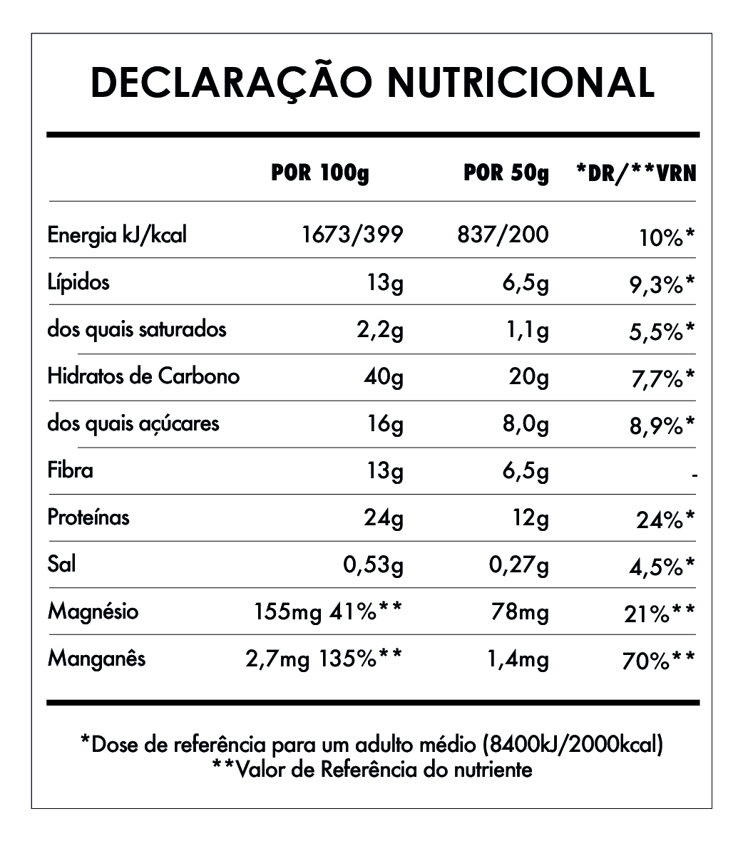 Tabela Nutricional - Mug Cake Extra Protein Peanut Bio
